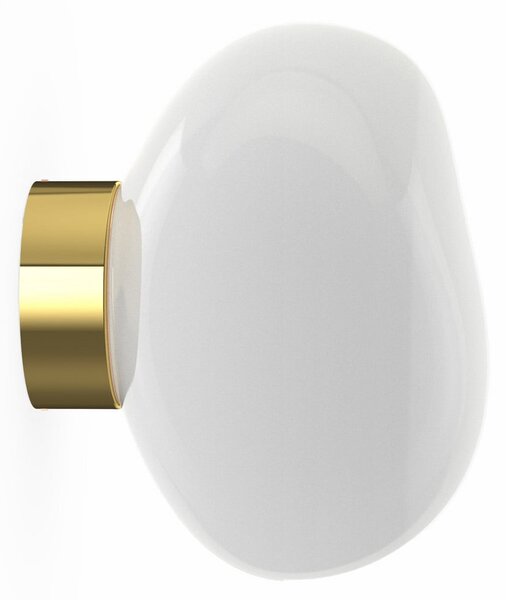 Tom Dixon Aplică LED Melt, Ø 29 cm, opal/auriu, reglabil, Auriu / Alamă, Camera de zi / sufragerie, Plastic, Design