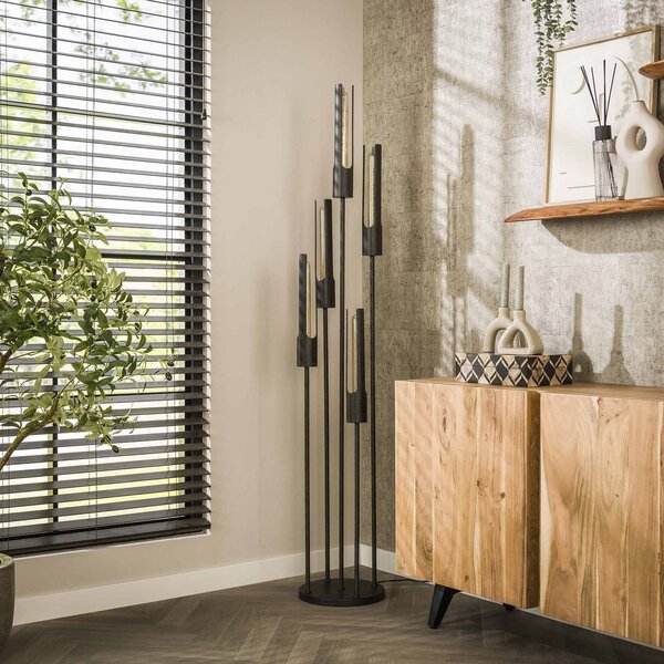 Zijlstra Lampadar Tube, 5 becuri, negru, metal, Negru, Camera de zi / sufragerie, Metal, Modern