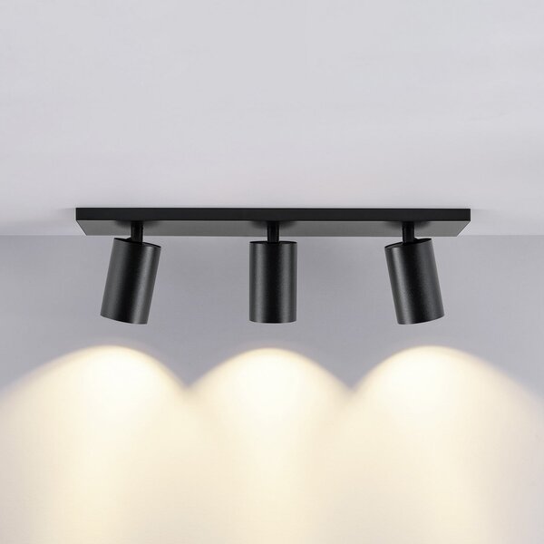 Deko-Light Spot de plafon CAN TILT, negru, 48 x 9 cm, 3 becuri, metal GU10, reglabil, Negru, Camera de zi / sufragerie, Aluminiu, Plafon semicircular cu spațiere