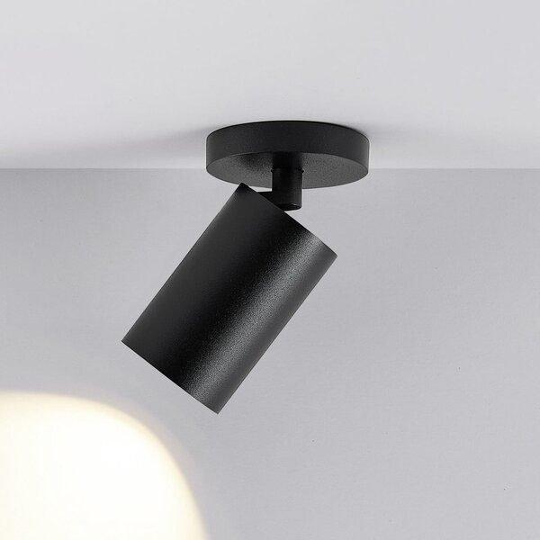 Deko-Light Spot de plafon CAN TILT, negru, Ø 8 cm, 1 bec, metal GU10, reglabil, Negru, Camera de zi / sufragerie, Aluminiu
