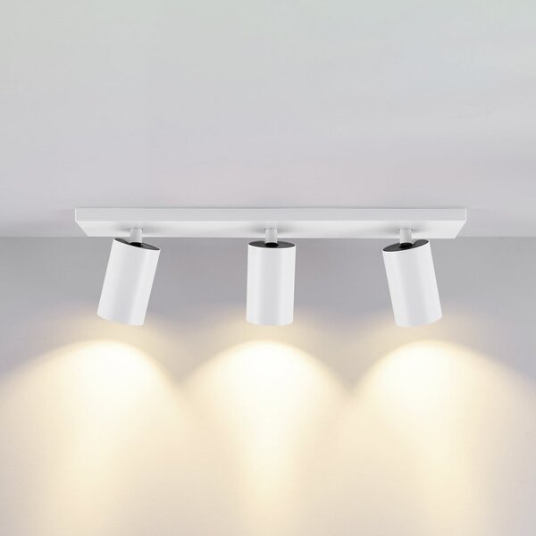 Deko-Light Spot de plafon CAN TILT, alb, 48 x 9 cm, 3 becuri, metal GU10, reglabil, Alb, Camera de zi / sufragerie, Aluminiu, Plafon semicircular cu spațiere