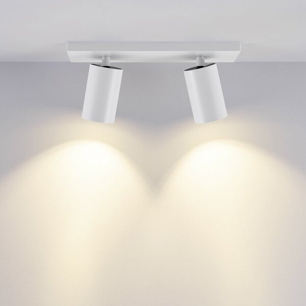 Deko-Light Spot de plafon CAN TILT, alb, 31 x 9 cm, 2 becuri, metal GU10, reglabil, Alb, Camera de zi / sufragerie, Aluminiu, Plafon semicircular cu spațiere