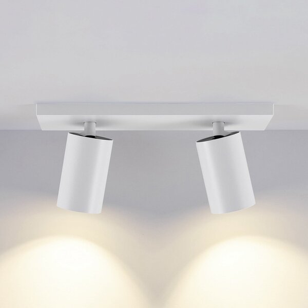 Deko-Light Spot de plafon CAN TILT, alb, 31 x 9 cm, 2 becuri, metal GU10, reglabil, Alb, Camera de zi / sufragerie, Aluminiu, Plafon semicircular cu spațiere
