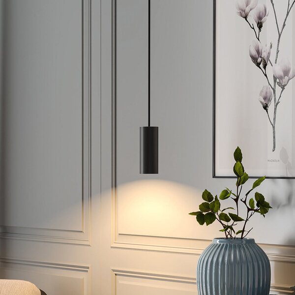 Deko-Light Lampă suspendată CAN, negru, înălțime 15 cm, Ø 6 metal, GU10, reglabil, Negru, Camera de zi / sufragerie, Aluminiu