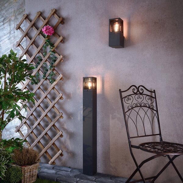 Deko-Light Bornă luminoasă Facado II, înălțime 100 cm, gri/moke 11 x cm IP65, reglabil, Gri, Aluminiu, Modern