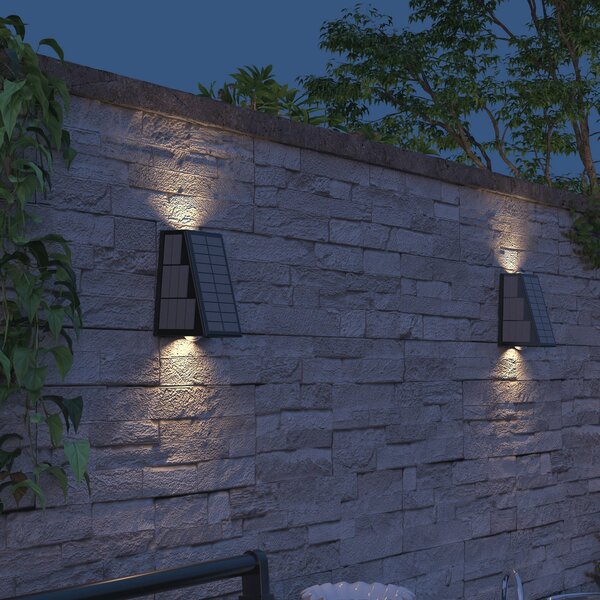 Calex Lumină solară LED pentru exterior Matera, sus/jos, negru, Negru, Plastic, Modern, Perete unghiular