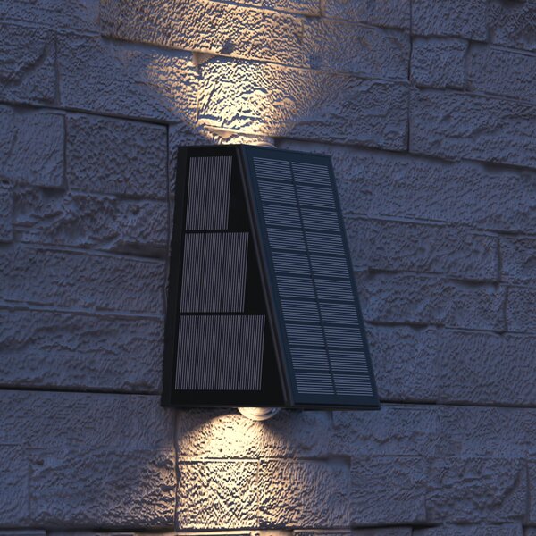 Calex Lumină solară LED pentru exterior Matera, sus/jos, negru, Negru, Plastic, Modern, Perete unghiular