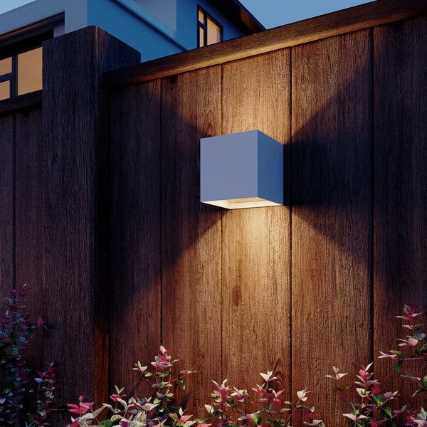 Calex LED cu senzor pentru exterior, Volterra, alb, IP44, Alb, Camera de zi / sufragerie, Aluminiu, Modern, Priză de perete sus / jos