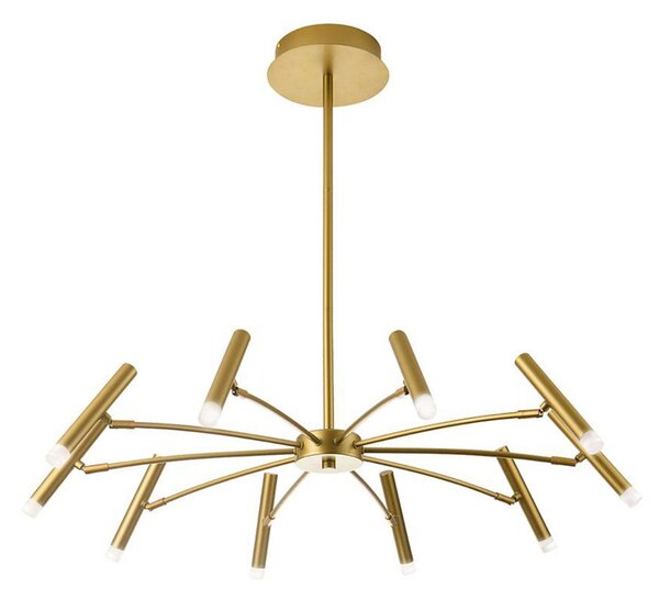 Viokef Lampă suspendată LED Secret, auriu, Ø 80 cm, metal, 10 becuri, reglabil, Auriu / Alamă, Camera de zi / sufragerie, Metal, Modern