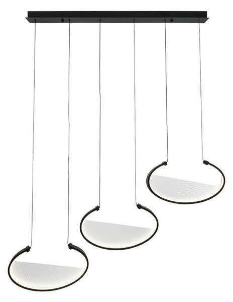 Viokef Lampă suspendată LED Adele, lungime 117 cm, negru, metal, 3 becuri., Negru, Camera de zi / sufragerie, Aluminiu, Modern