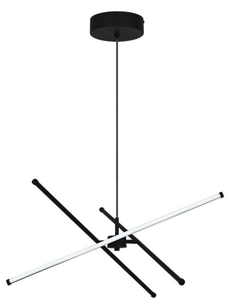 Viokef Lampă suspendată LED Sandy, lungime 60 cm, negru, metal, Negru, Camera de zi / sufragerie, Aluminiu, Modern