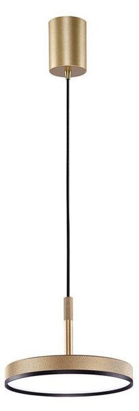 Viokef Lampă suspendată LED Don, auriu, Ø 20 cm, metal, Auriu / Alamă, Camera de zi / sufragerie, Aluminiu, Modern