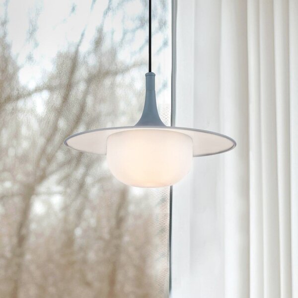Viokef Lampă suspendată Fred, gri/alb, Ø 35 cm, plastic/metal, Gri, Camera de zi / sufragerie, Plastic, Modern