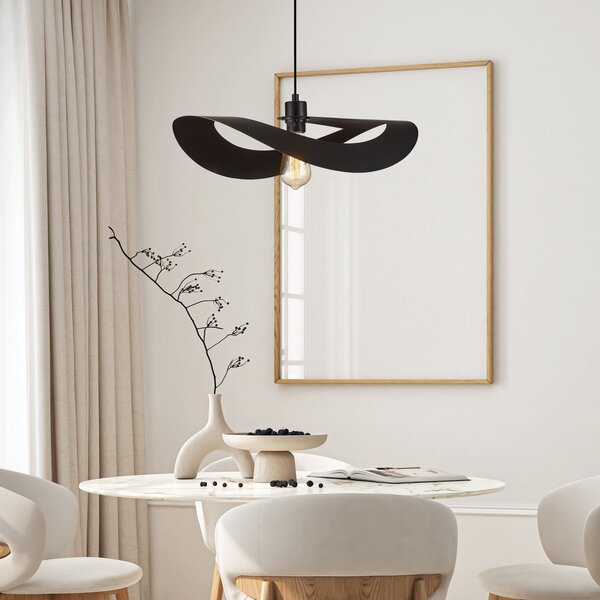 Viokef Lampă suspendată Mas, negru, Ø 50 cm, metal, reglabil, Negru, Camera de zi / sufragerie, Metal, Modern