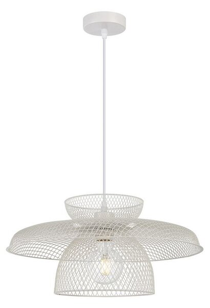 Viokef Lampă suspendată Maronti, albă, Ø 43 cm, metal, reglabil, Alb, Camera de zi / sufragerie, Metal, Modern