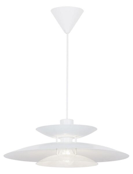 Viokef Lampă suspendată Nino, albă, Ø 45 cm, metal, reglabil, Alb, Camera de zi / sufragerie, Metal, Modern