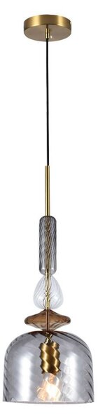 Viokef Lampă suspendată Glorial, gri fumuriu, Ø 20 cm, sticlă, reglabil, Gri, Camera de zi / sufragerie, Sticlă, Vintage