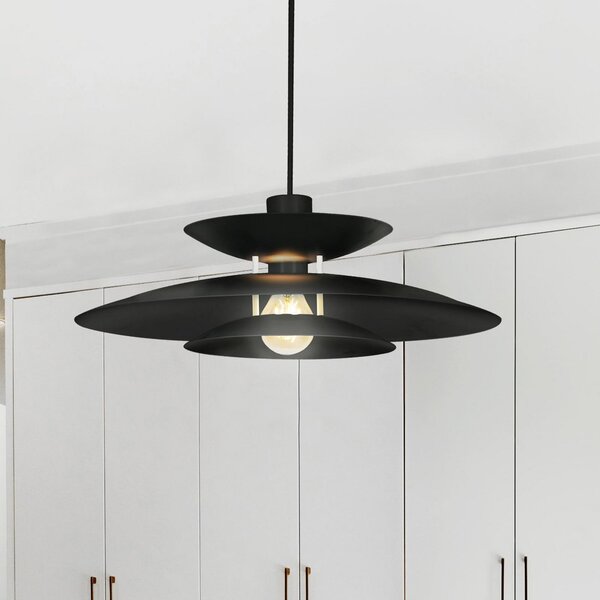 Viokef Lampă suspendată Nino, negru, Ø 45 cm, metal, reglabil, Negru, Camera de zi / sufragerie, Metal, Modern