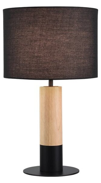 Viokef Lampa de masă Carroll, lemn deschis/negru, înălțime 43 cm, țesătură, Negru, Camera de zi / sufragerie, Țesătură / Textil