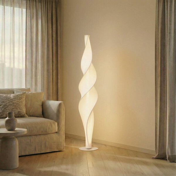 Lucande Lampadar LED Novelle, albă, CCT, înălțime 137 cm, reglabil, Alb, Camera de zi / sufragerie, Plastic, Design