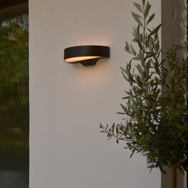 Nordlux Lampă de perete exterioară cu LED și panou solar Monay Round, negru, IP44, Negru, Plastic, Scandinavă