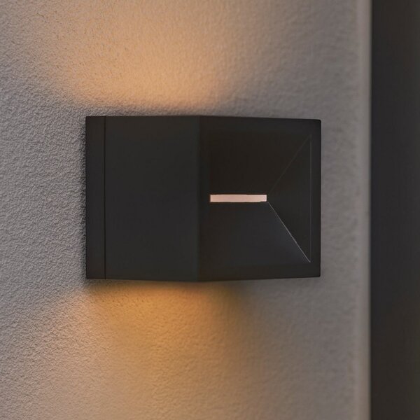 Nordlux Lampă de perete exterioară cu LED Rivo, negru, metal, IP54, lumină orientată în, Negru, Metal, Modern, Perete unghiular
