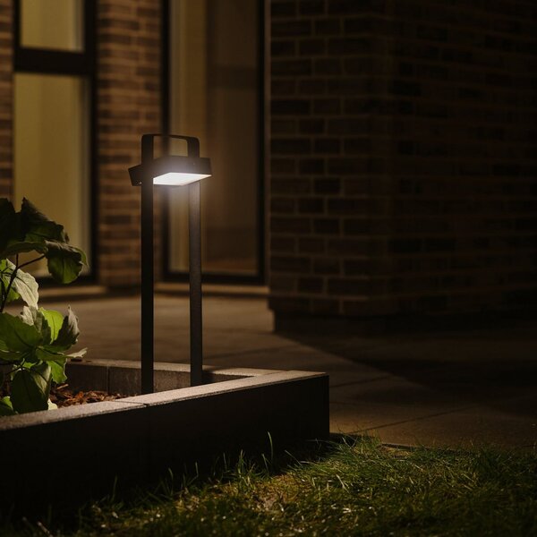 Nordlux Bornă luminoasă LED solar Saulio, negru, aluminiu, IP44, Negru, Aluminiu, Modern
