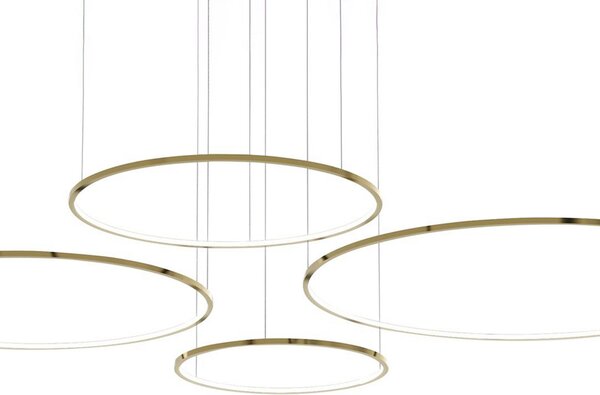 Milagro Lighting Lampă suspendată LED Saturno, 4 becuri, auriu, metal, 4.000 K, Auriu / Alamă, Camera de zi / sufragerie, Metal, Modern