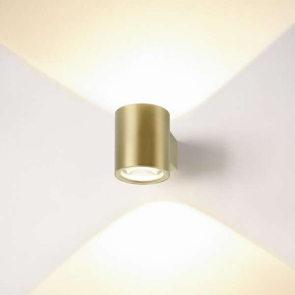 SLV Aplică LED Oculus, culoare alamă, Ø 9 cm, dimabilă spre cald, reglabil, Auriu / Alamă, Camera de zi / sufragerie, Aluminiu, Modern