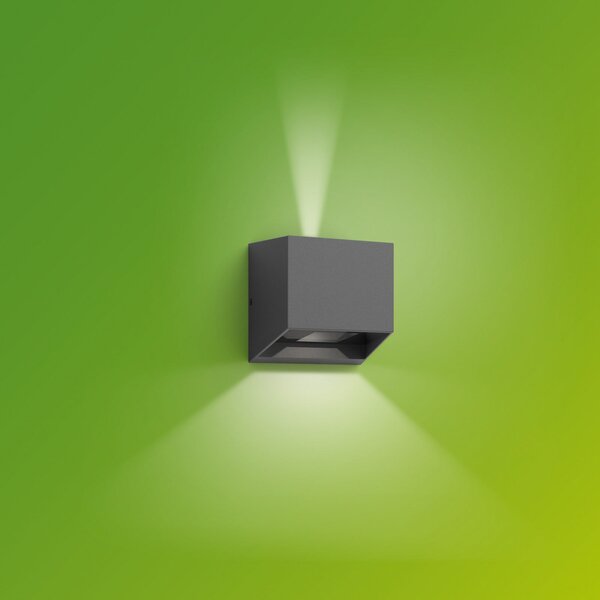 Philips LED-aparat de iluminat exterior Alix UE, antracit, aluminiu, IP44, Negru, Aluminiu, Modern, Priză de perete sus / jos
