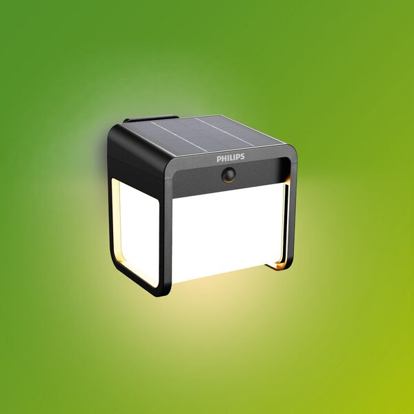 Philips LED-Solar-Außenwandleuchte Ezra UE, plastic, IP44, Negru, Plastic, Modern