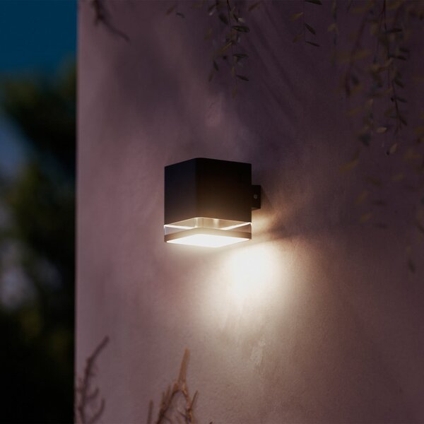 Philips LED-Solar-Außenwandleuchte Virona, negru, IP44, Negru, Plastic, Modern, Lumini solare