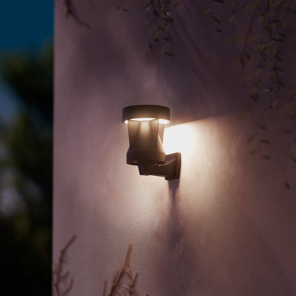 Philips LED-Solar-Außenwandleuchte Avery, negru, IP44, Negru, Plastic