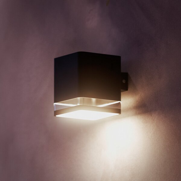 Philips LED-Solar-Außenwandleuchte Virona, negru, IP44, Negru, Plastic, Modern, Lumini solare