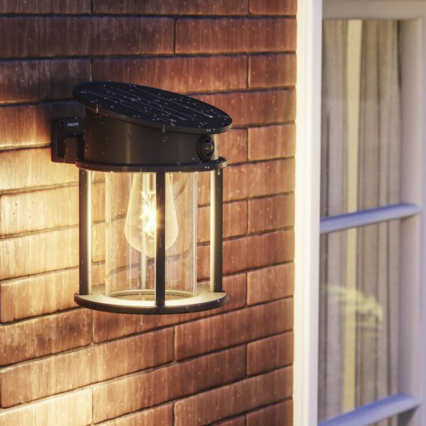 Philips LED-Solar-Außenwandlampe Geri UE Sensor, rotund, IP44, Negru, Metal