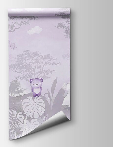 Fototapet Un fundal violet și alb cu animale, Fototapet copii, Fototapet populare, u73878v2 - Tapeko.ro