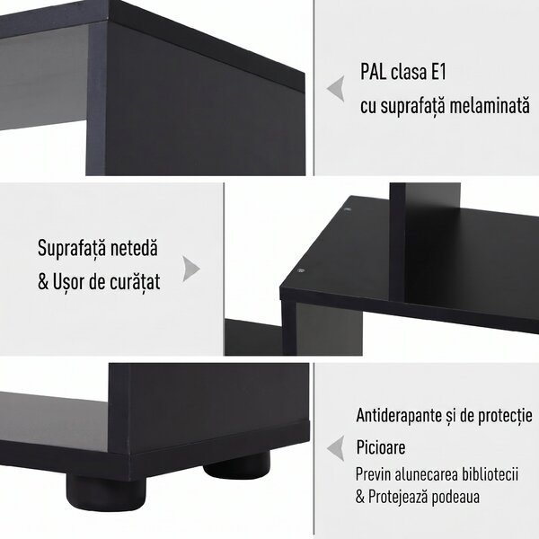HOMCOM Bibliotecă Modernă cu 8 Rafturi din PAL E1, Design pentru Casă și Birou, 70x24x178 cm, Alb | Aosom Romania