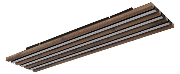 Globo Plafonieră LED Hayden, lungime 80 cm, negru/lemn închis, Negru, Camera de zi / sufragerie, Aluminiu