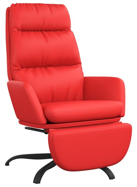 Scaun de relaxare cu taburet, roșu, piele ecologică