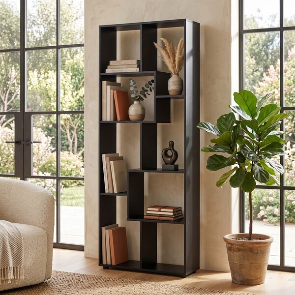 HOMCOM Bibliotecă Modernă cu 8 Rafturi din PAL E1, Design pentru Casă și Birou, 70x24x178 cm, Alb | Aosom Romania