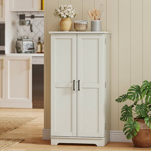 HOMCOM Dulap de Bucătărie Tip Cămară, Rustic, cu 12 Rafturi pentru Condimente, Rafturi Reglabile, 2 Uși, pentru Sufragerie și Living, 60x40x120 cm, Crem | Aosom Romania