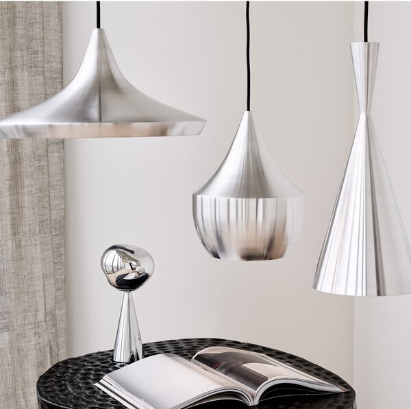Tom Dixon Lampă suspendată LED Beat Wide Unbeaten, culoare aluminiu, reglabil, Metalic, Camera de zi / sufragerie, Aluminiu, Design
