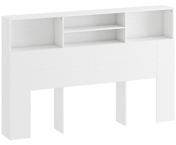 HOMCOM Tăblie de Pat Autoportantă 160 cm cu Compartimente, Tăblie pentru Pat Dublu cu 4 Spații Deschise, 160 x 20,2 x 108,2 cm, Alb | Aosom Romania