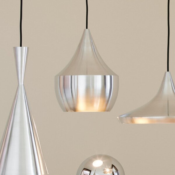 Tom Dixon Lampă suspendată LED Beat Tall Unbeaten, culoare aluminiu, reglabil, Metalic, Camera de zi / sufragerie, Aluminiu, Design