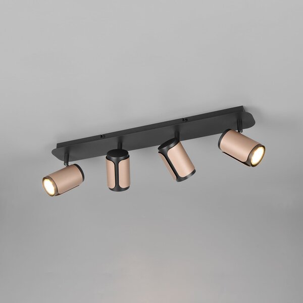 Trio Lighting Spot de tavan Gillan, cafea, 4 becuri, metal, GU10, reglabil, Maro / Rugină, Camera de zi / sufragerie, Metal, Modern