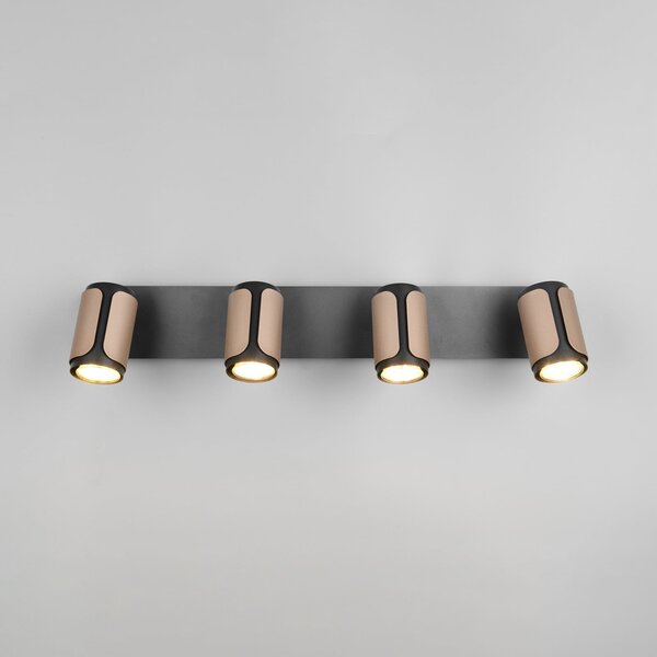 Trio Lighting Spot de tavan Gillan, cafea, 4 becuri, metal, GU10, reglabil, Maro / Rugină, Camera de zi / sufragerie, Metal, Modern
