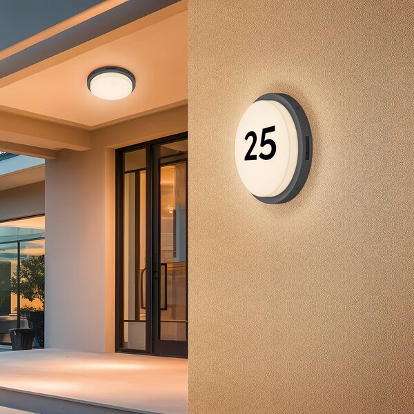 Trio Lighting Aplică LED pentru exterior Bermejo, rotundă, senzor, CCT, antracit, Gri, Metal