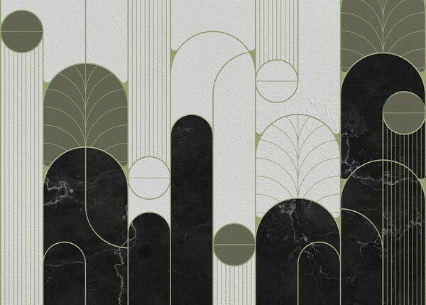 Fototapet Un design art deco alb-negru și alb, Fototapet abstracte, Fototapet populare, u73101v2 - Tapeko.ro