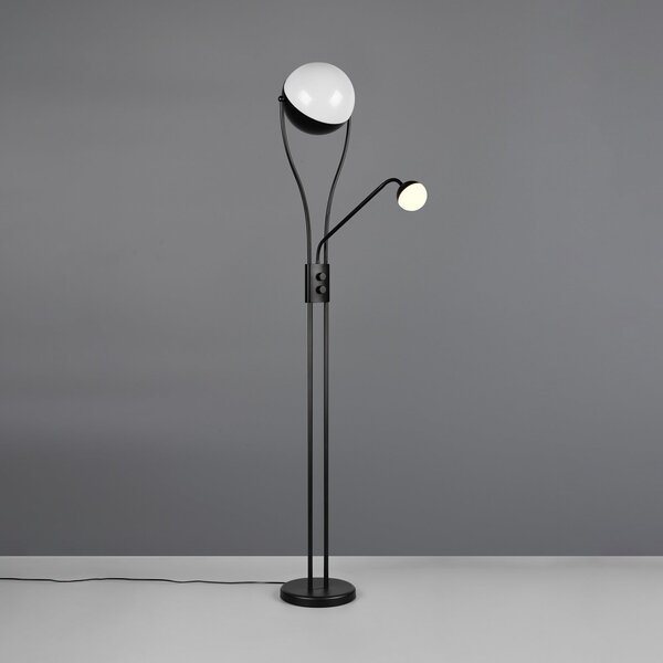 Trio Lighting Lampadar LED Chris, negru, metal, lampă de citit, dimabil, reglabil, Negru, Camera de zi / sufragerie, Metal, Modern