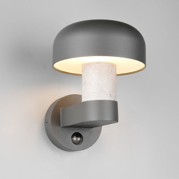 Trio Lighting Aplică de exterior Fraser cu senzor gri/aspect beton, aluminiu IP54 E27, Gri, Aluminiu